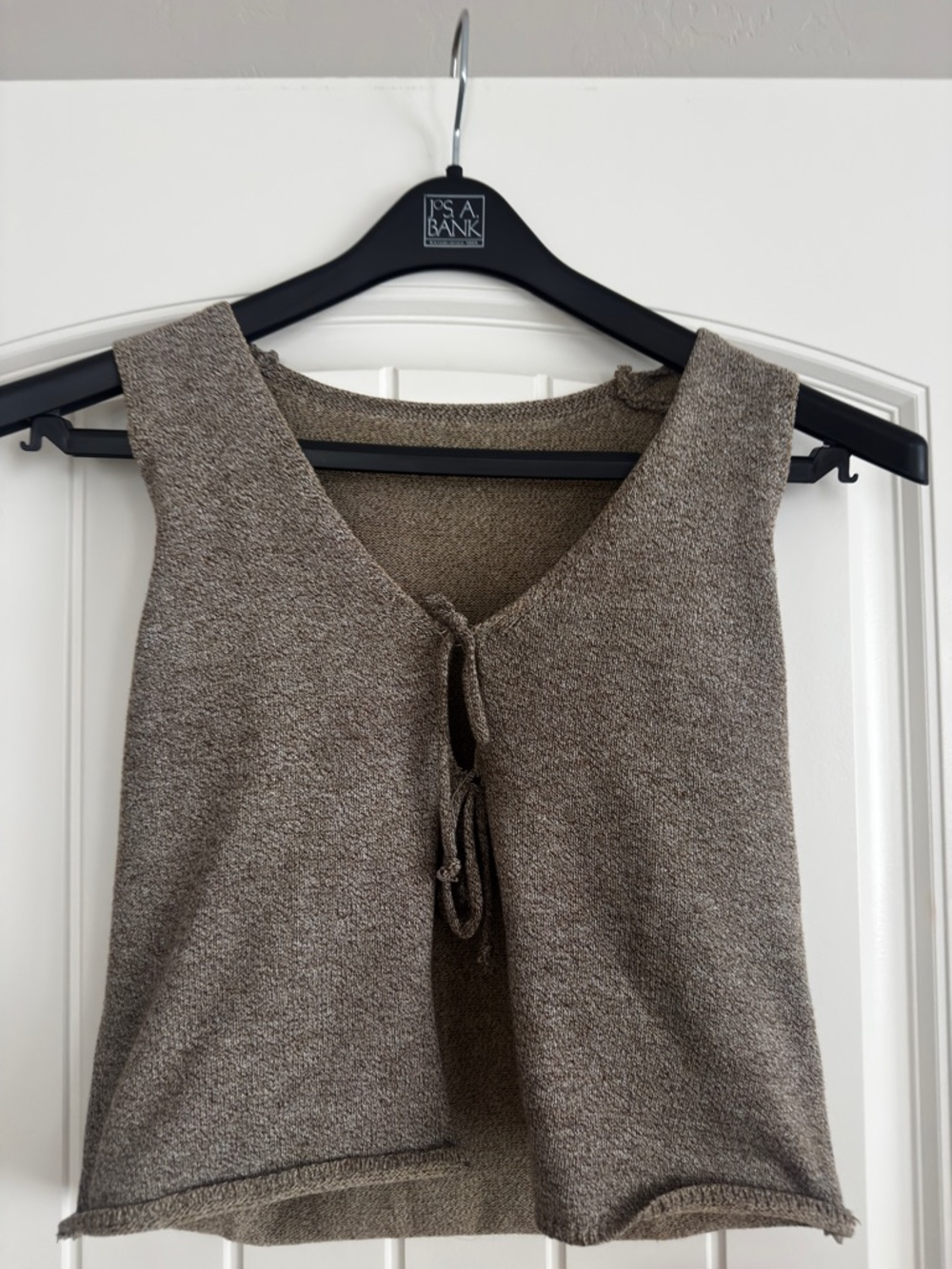 Brown Knit Tie-Front Tank Top